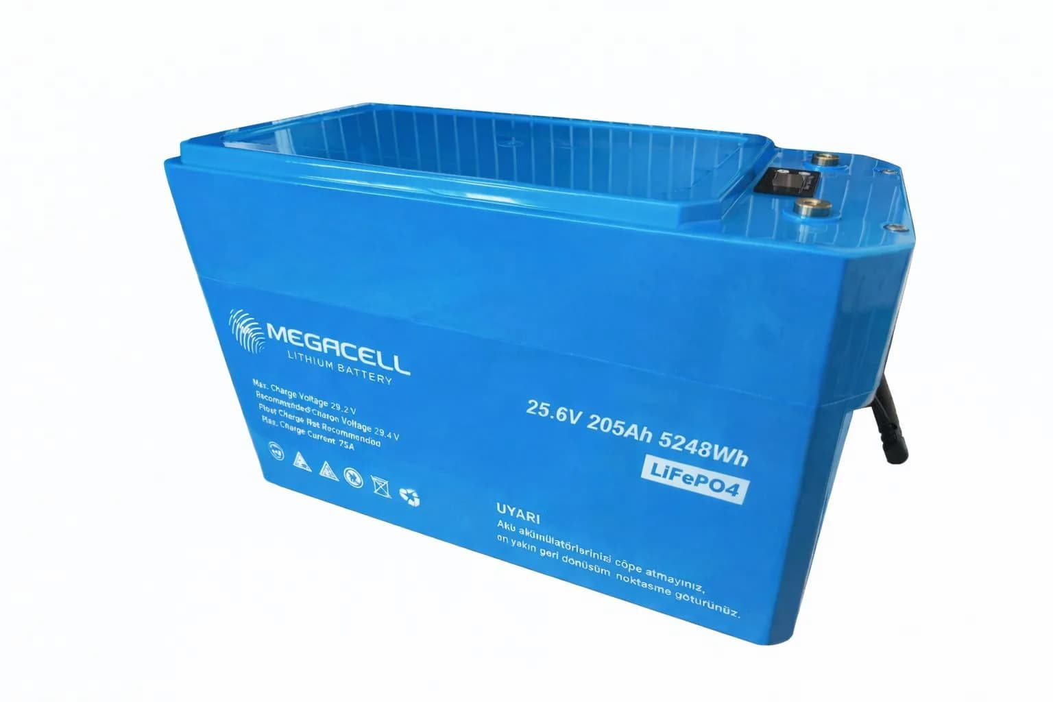Megacell 25.6V 205Ah (Bluetooth) LiFePO4 Lityum Demir Fosfat Akü(Prizmatik/ABS)