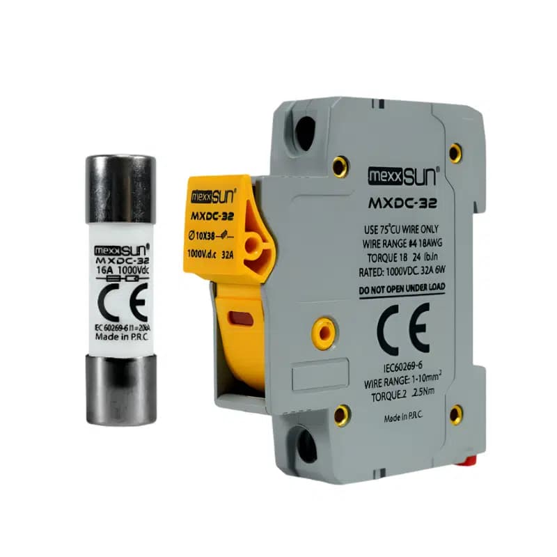 Mexxsun 16 Ah 1000 V DC Sigorta + Sigorta Yuvası 1 Kutu 12 Adet