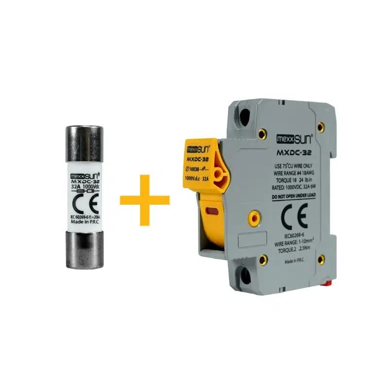 Mexxsun 32 Ah 1000 V DC Sigorta + Sigorta Yuvası 1 Kutu 12 Adet