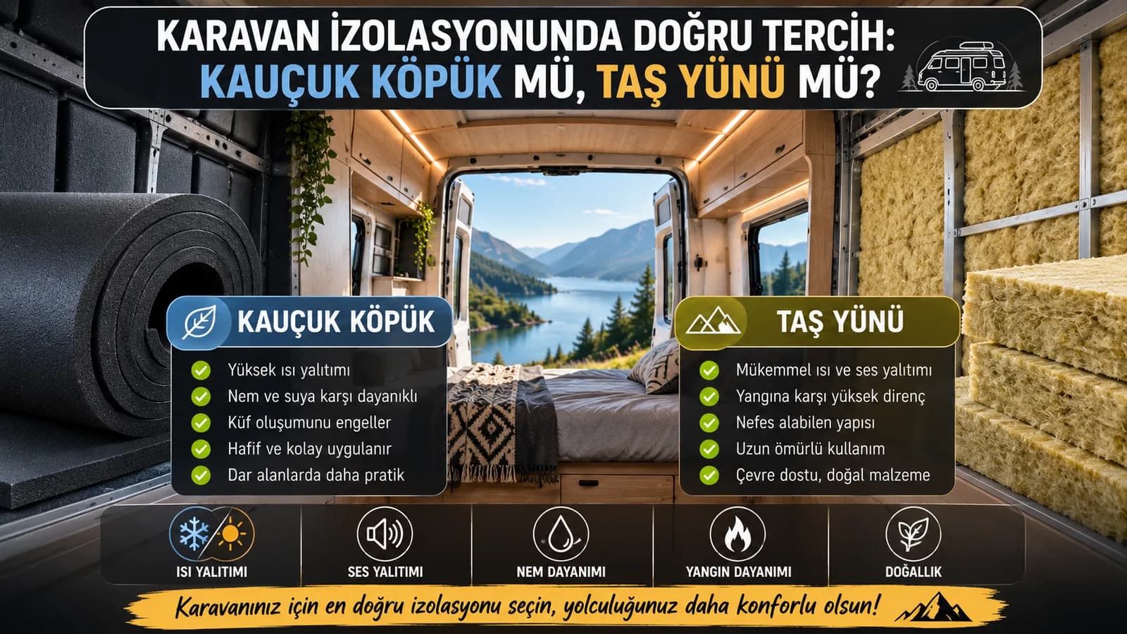 Karavan İzolasyonunda Doğru Tercih: Kauçuk Köpük mü, Taş Yünü mü?